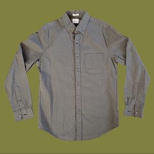 J. Crew Classic Fit Seersucker Striped Button Down Shirt Olive Green Size S